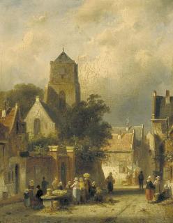 Charles Leickert - Dutch street scene