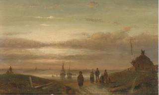 Charles Leickert - Sunset on the beach