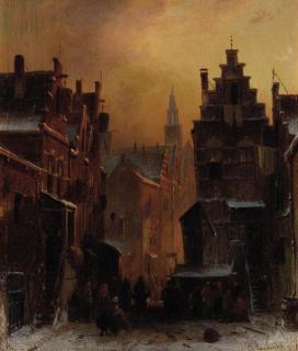 Charles Leickert - The Jewish quarter in Amsterdam