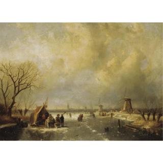 Charles Leickert - Winter Scene With Skaters