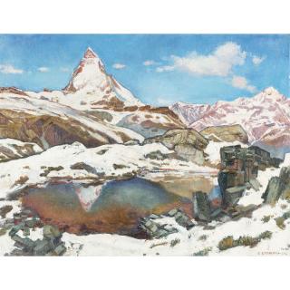 Charles L\'Eplattenier - Cervain Au Petit Lac, 1942 The Matterhorn At A Little Lake, 1942