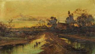 Charles Leslie - A mountainous river landscape