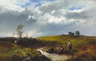 Charles Leslie - Girls resting by a stream