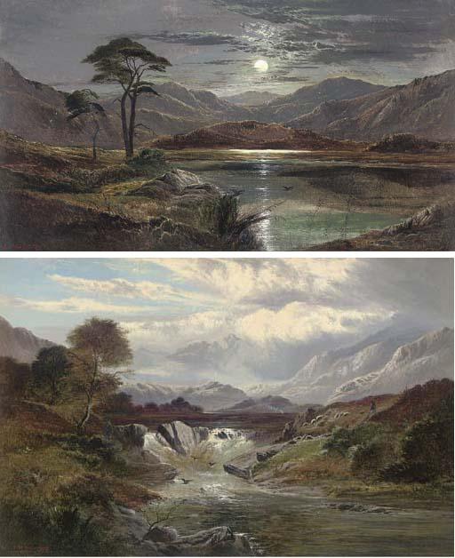Charles Leslie - Loch Lubnaig By Moonlight, Perthshire; And A Showery Day On The Colwyn, North Wales