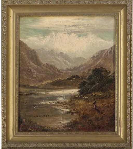 Charles Leslie - The sun setting over a quiet stretch of river