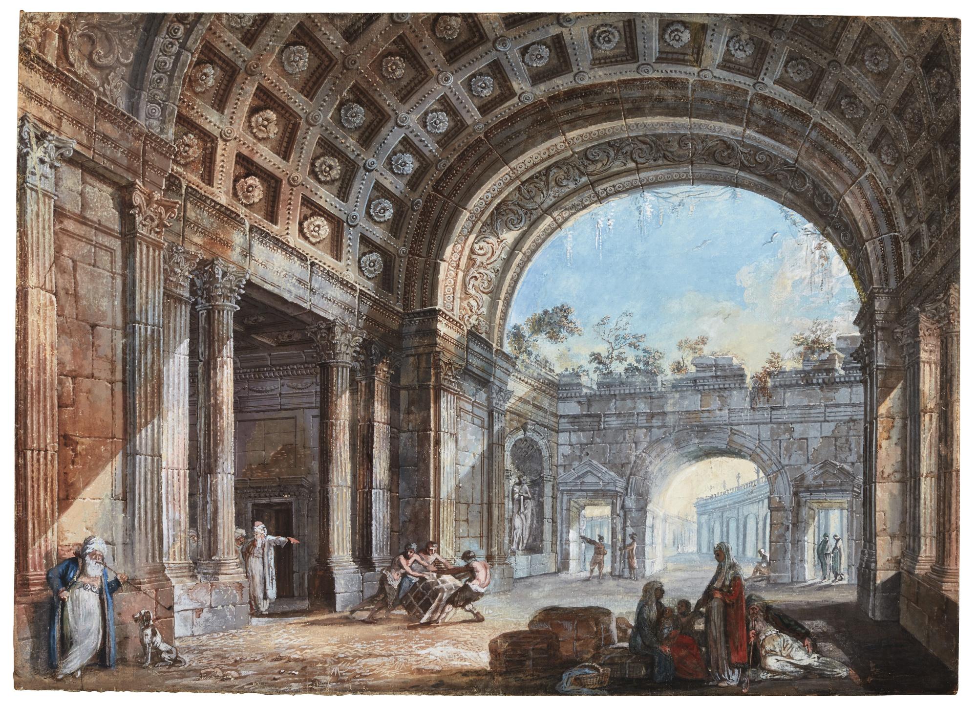Charles-Louis Clérisseau - Roman Ruins With Oriental Staffage