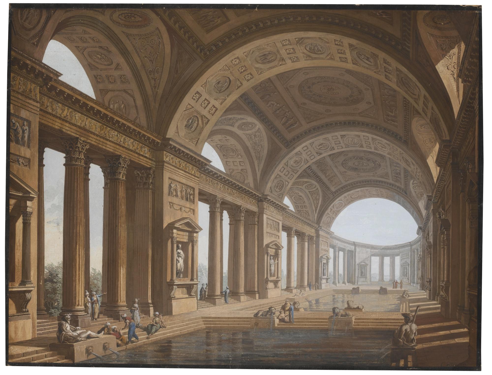 Charles-Louis Clérisseau - View Of The Interior Of An Antique Roman Bath