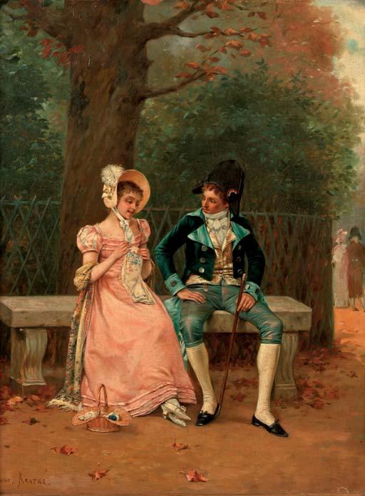Charles Louis Kratke - An amorous couple in the park