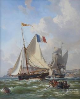 Charles-Louis Mozin - Preparing for a sailing trip near the coast of Normandy