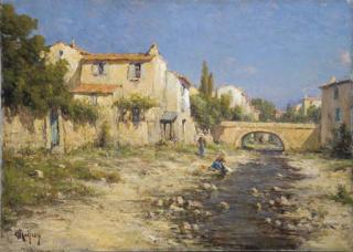 Charles Malfroy - Lavandières Dans Un Village Provençal