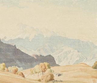 Charles March Gere, R.A., R.W.S. - A mountainous landscape