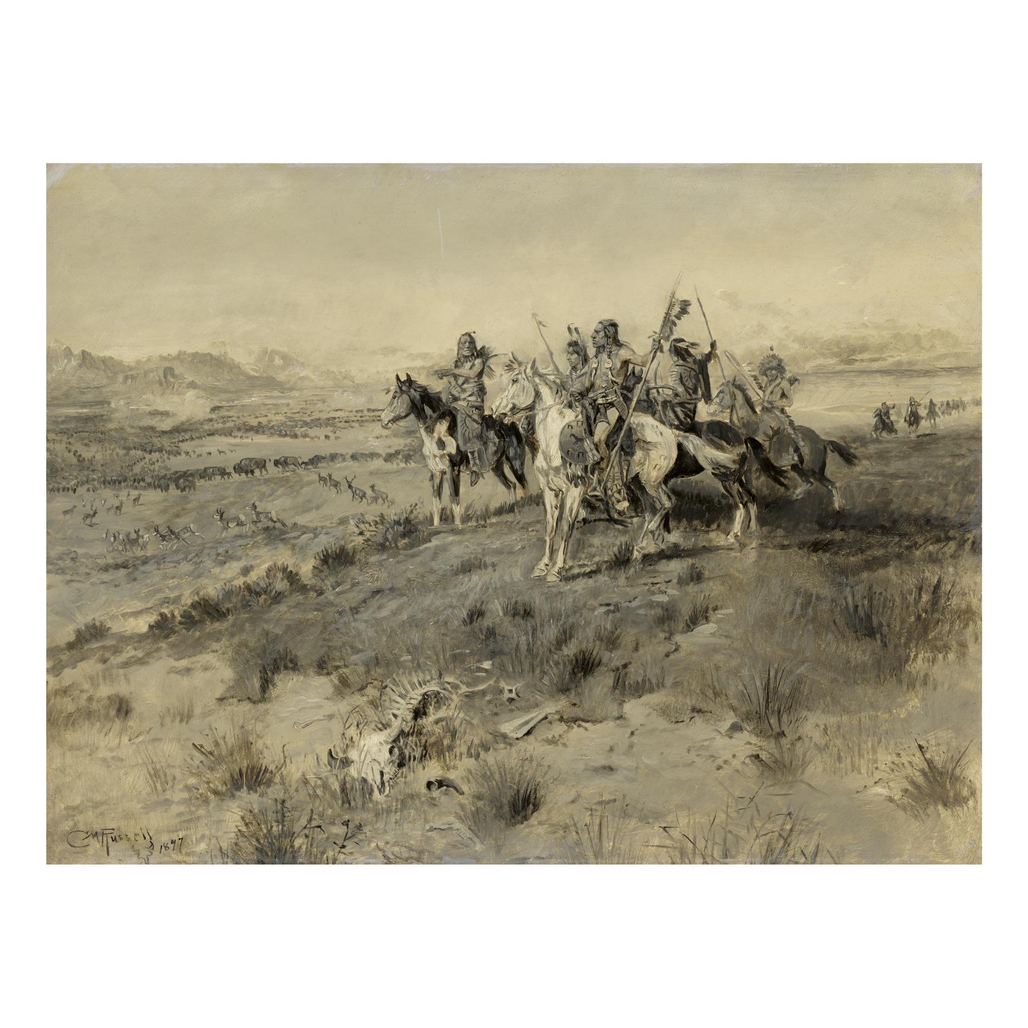 Charles Marion Russell - Before The White Man Came (Indian Game Hunt)