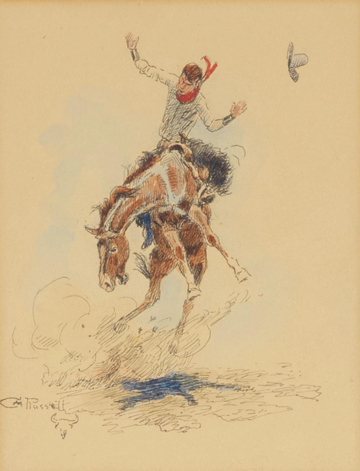 Charles Marion Russell - Bucking Bronco and Rider