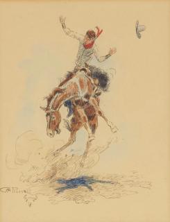 Charles Marion Russell - Bucking Bronco and Rider