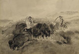 Charles Marion Russell - Indian Buffalo Hunt