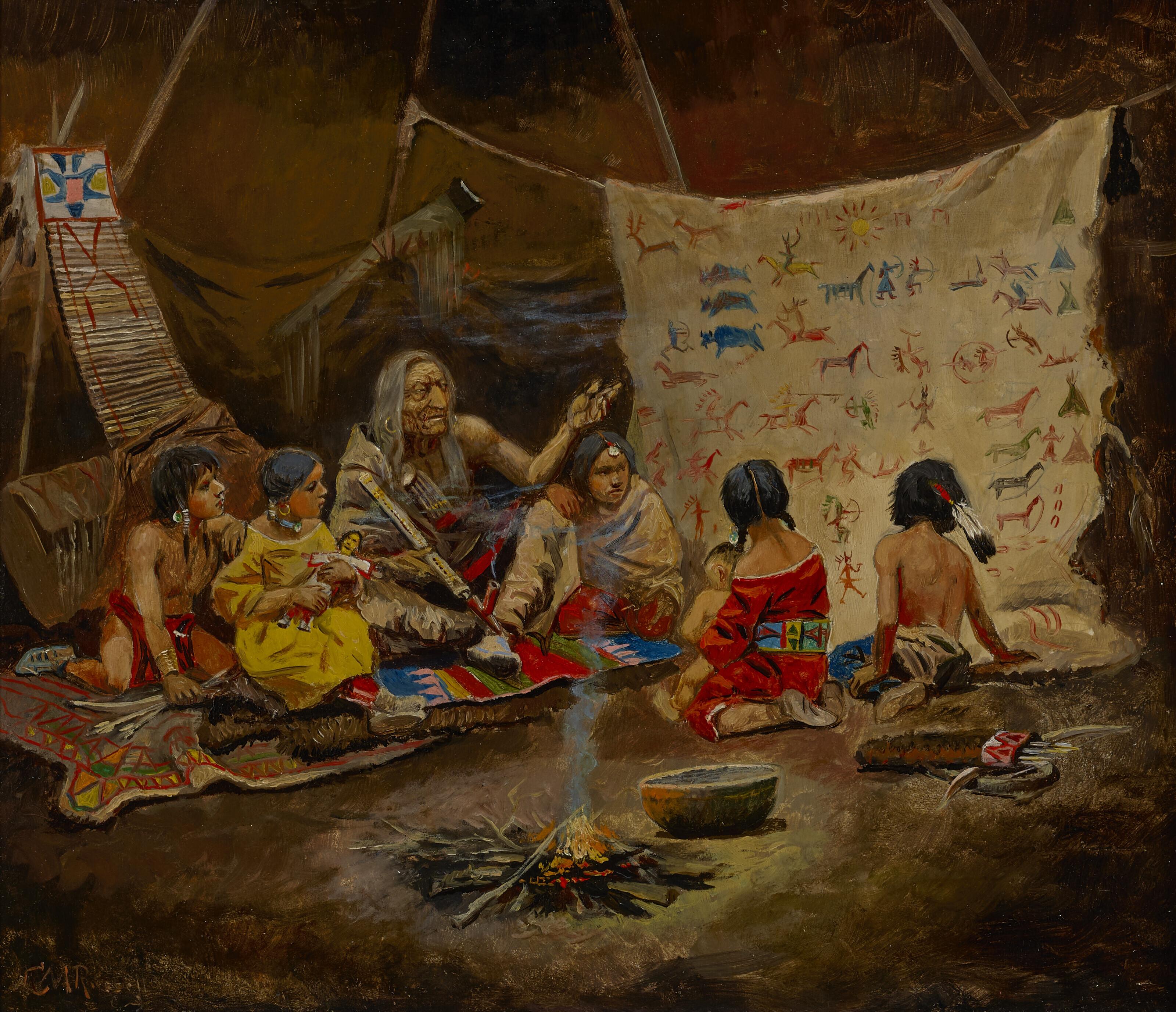 Charles Marion Russell - The Kindergarten (The Story Teller)