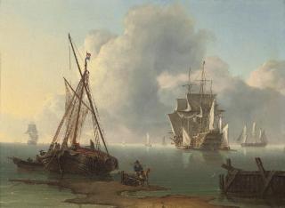 Charles Martin Powell - A Dutch warship revictualling in a calm off the coast of the Netherlands