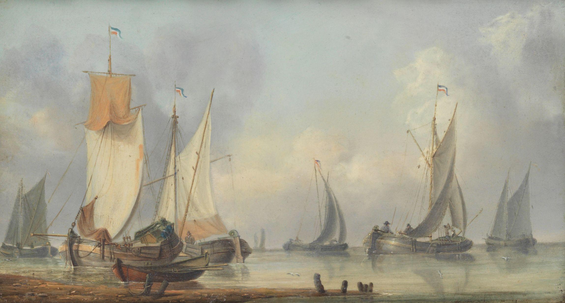 Charles Martin Powell - Dutch fishing vessels at low tide