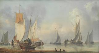 Charles Martin Powell - Dutch fishing vessels at low tide