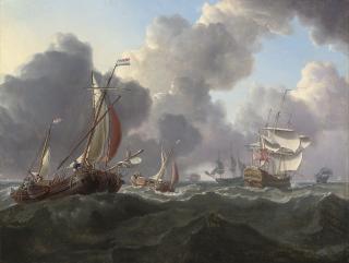 Charles Martin Powell - English warships and Dutch hoys in a stiff North Sea breeze