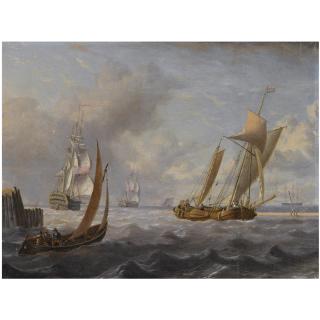 Charles Martin Powell - Fishing Boats And A Naval Vessel Off A Pier