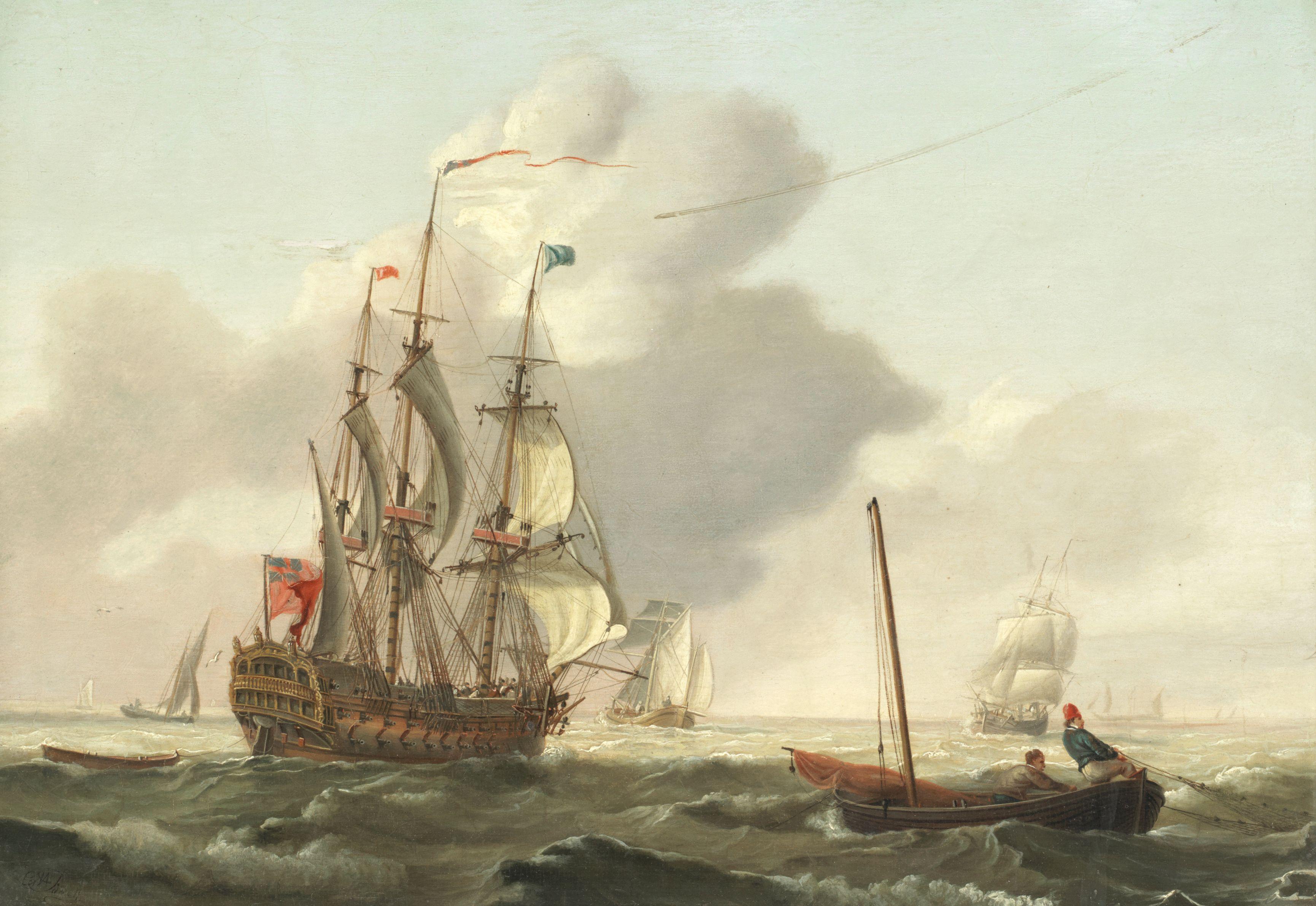 Charles Martin Powell - Man-o\'war and other shipping on the North Sea