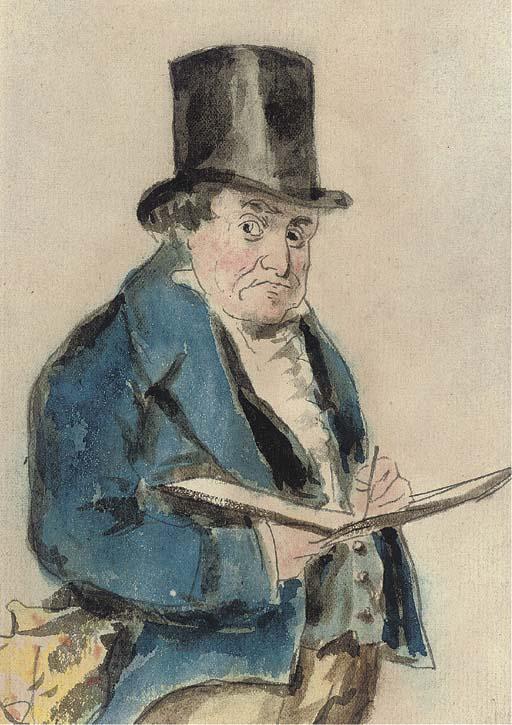 Charles Martin - Portrait of Joseph Mallord William Turner, R.A. (1775-1851), Three-Quarter-Length, In A Blue Coat And Top Hat