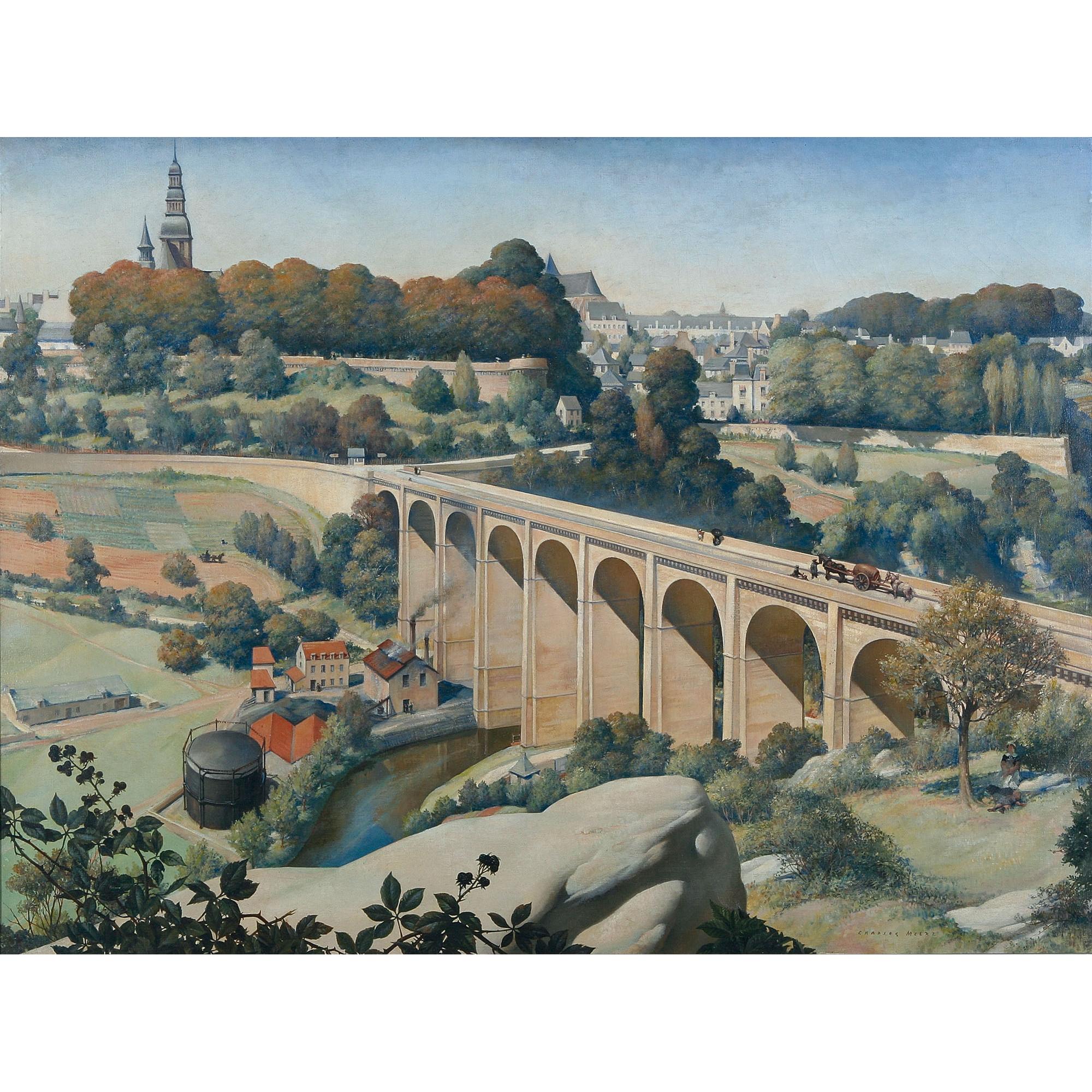 Charles Meere - Australian The Viaduct, Dinan  (Also Known As Dinan Sur La Rance)  