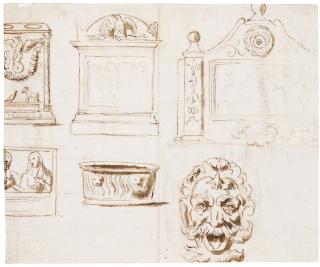 Charles Mellin - Double Sided Sheet Of Studies After Classical Sculptures And Reliefs
