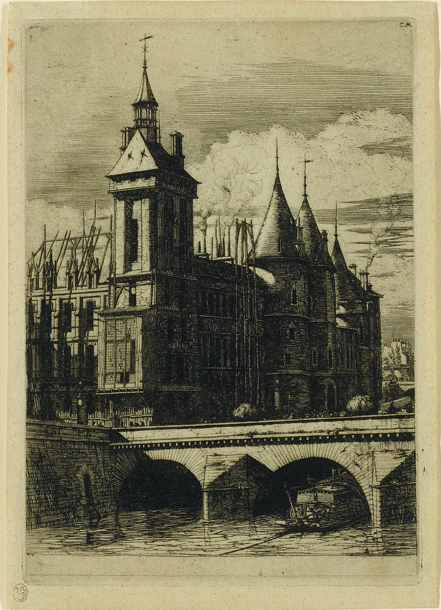 Charles Meryon - La Tour De L\'Horloge, Paris (Delteil 28)