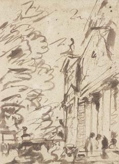 Charles-Michel-Ange Challe - Fantaisie Architecturale Avec Des Arbres