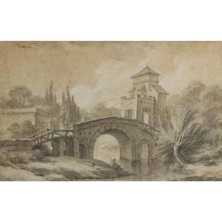 Charles Michel-Ange Challe - Paysage Au Pont