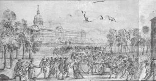 Charles Monnet - Le peuple de Paris sortant des Invalides les canons et les fusils pour la prise de la Bastille, le 14 juillet 1789