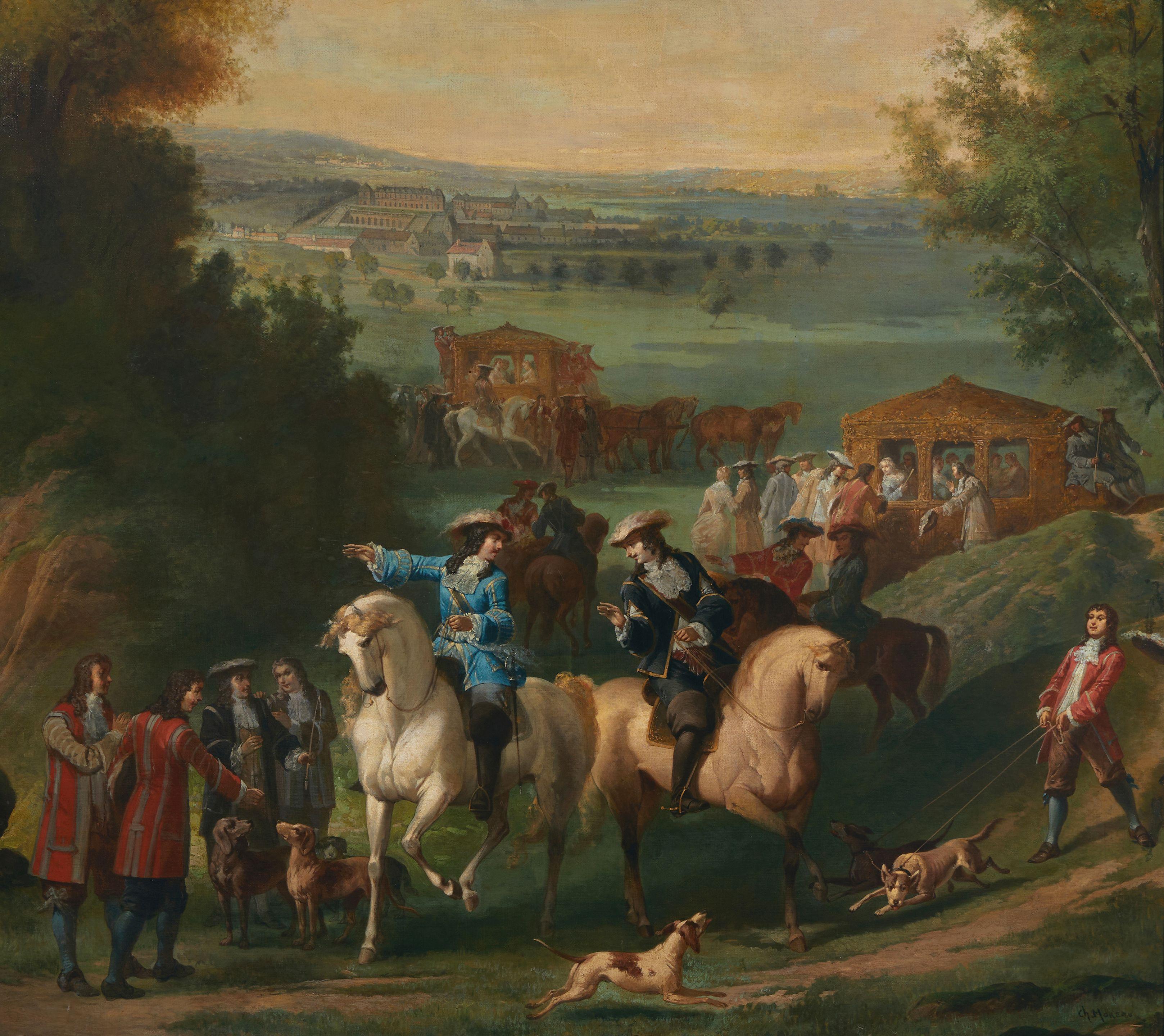 Charles Moreau - A meeting in an extensive landscape