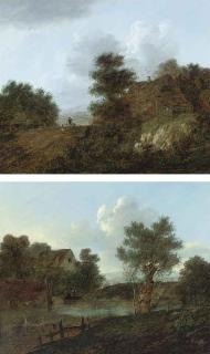 Charles Morris, Snr - Shepherd on a beaten track; and Fishing on the village pond