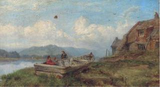 Charles Napier Hemy, R.A., R.I., R.O.I., R.W.S. - The Old Fisher Boat (Salmon Station On The Tyne)