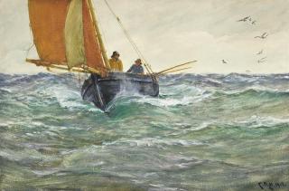 Charles Napier Hemy, R.A., R.W.S. - A mackerel boat - the run home