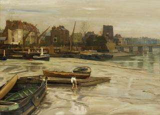 Charles Napier Hemy, R.A., R.W.S. - The riverside, Chelsea