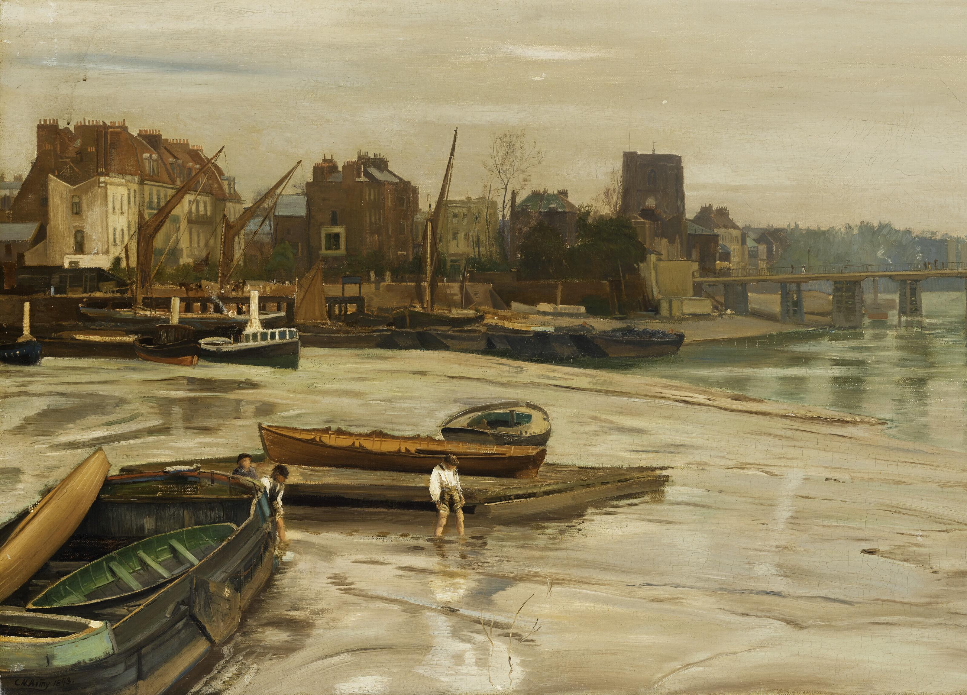 Charles Napier Hemy, R.A., R.W.S. - The riverside, Chelsea