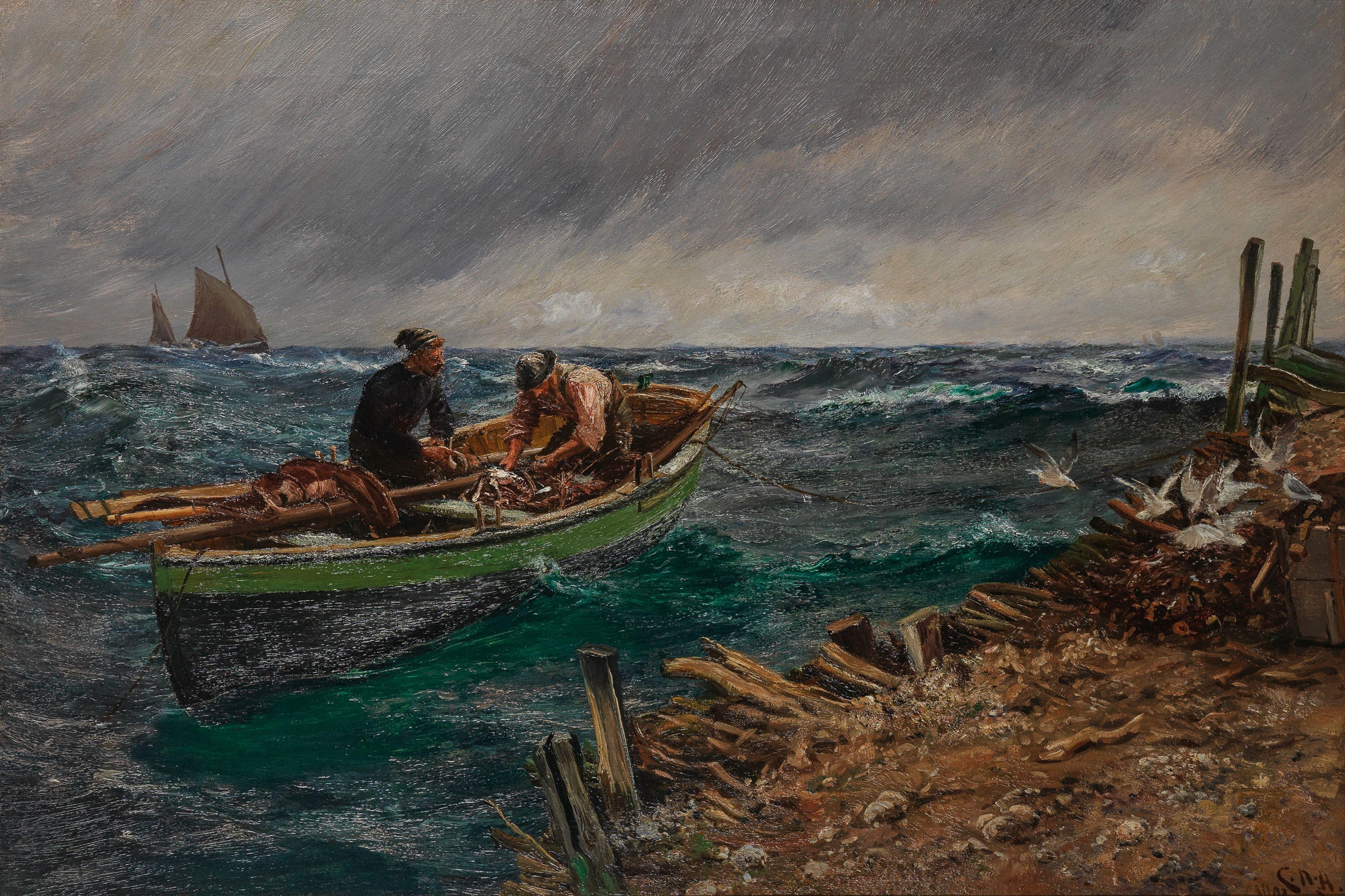 Charles Napier Hemy, RA RWS - \'Counting the Catch!\'