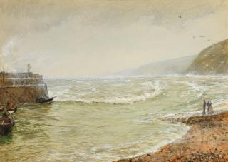Charles Napier Hemy, RA RWS - Figures on a breezy shore