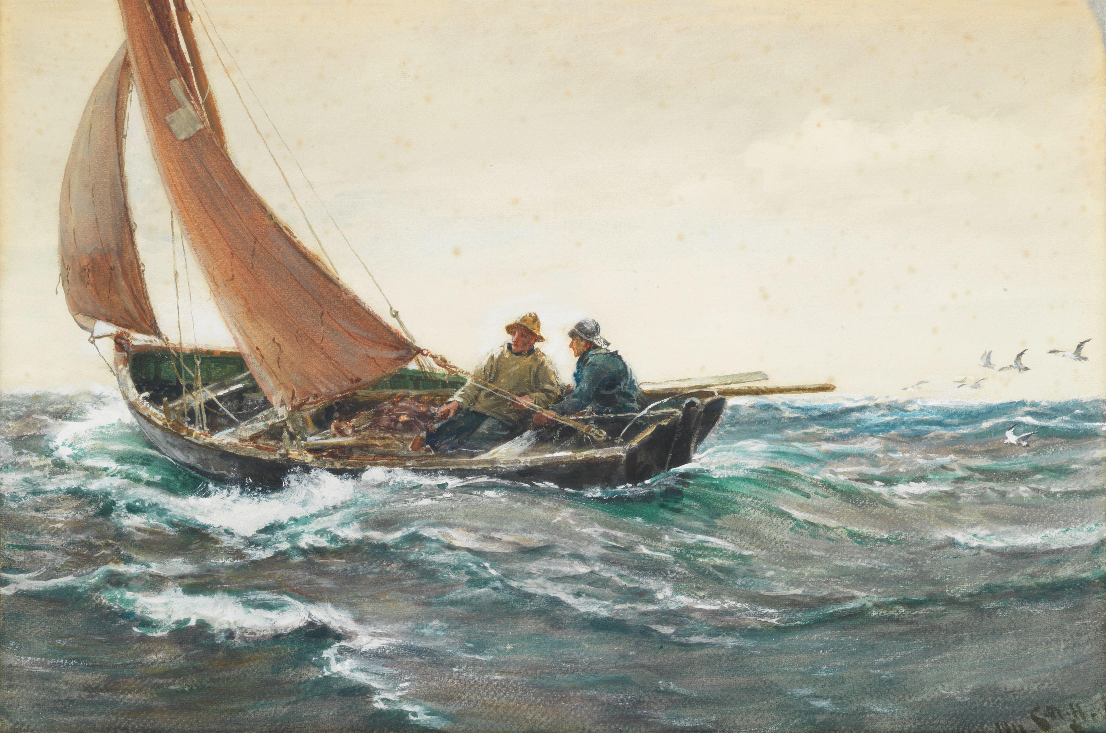 Charles Napier Hemy, RA RWS - \'Home with the fish\', Falmouth