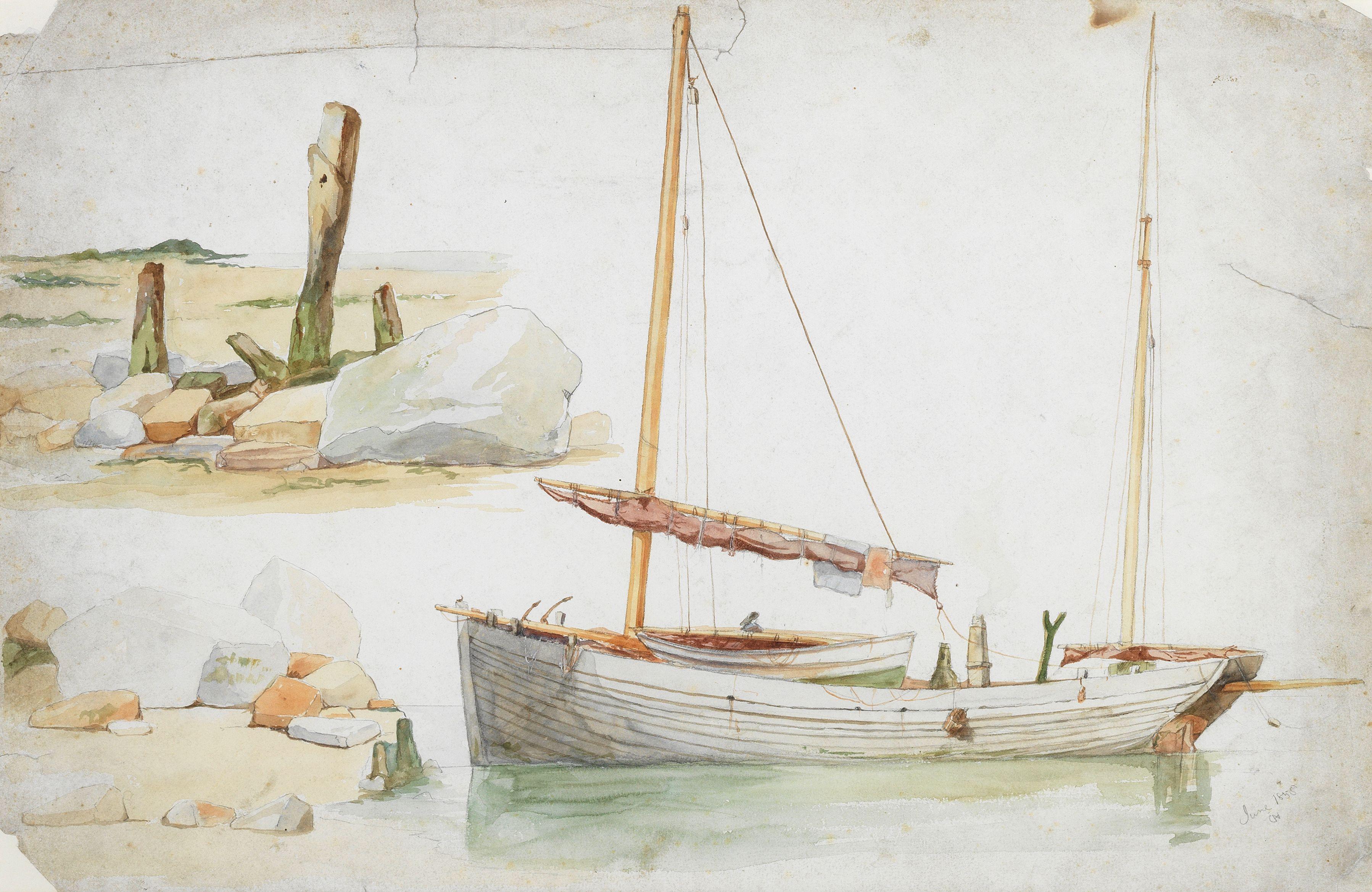 Charles Napier Hemy, RA RWS - Studies of boats and a shoreline