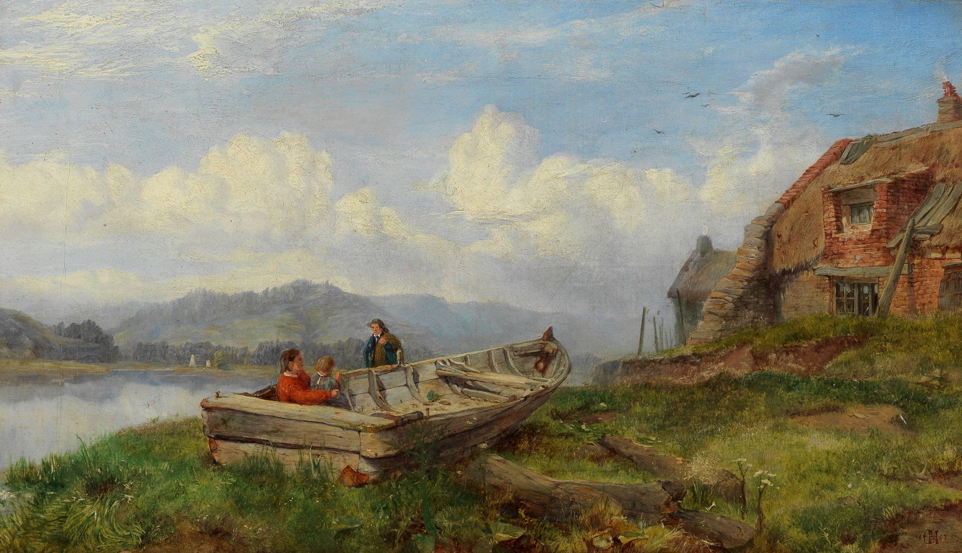 Charles Napier Hemy, RA RWS - \'The Old Fisher Boat, Salmon Station on the Tyne\'