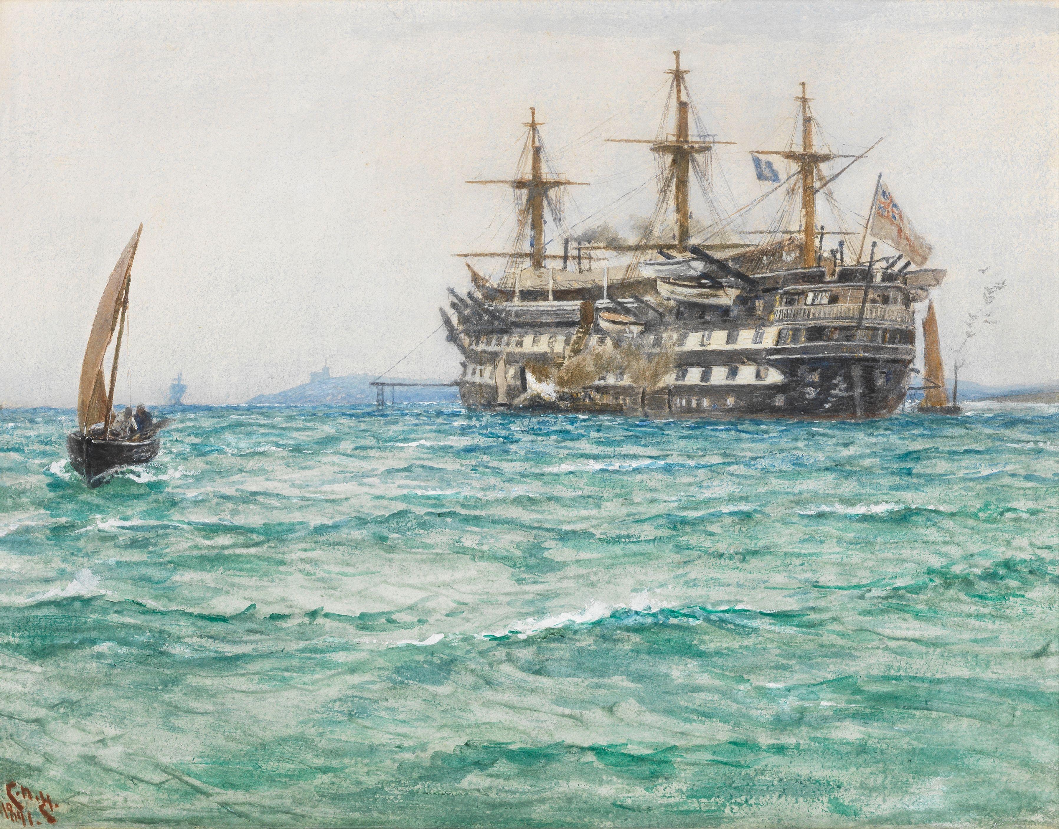 Charles Napier Hemy, RA RWS - \'The Old Warship\', HMS Ganges