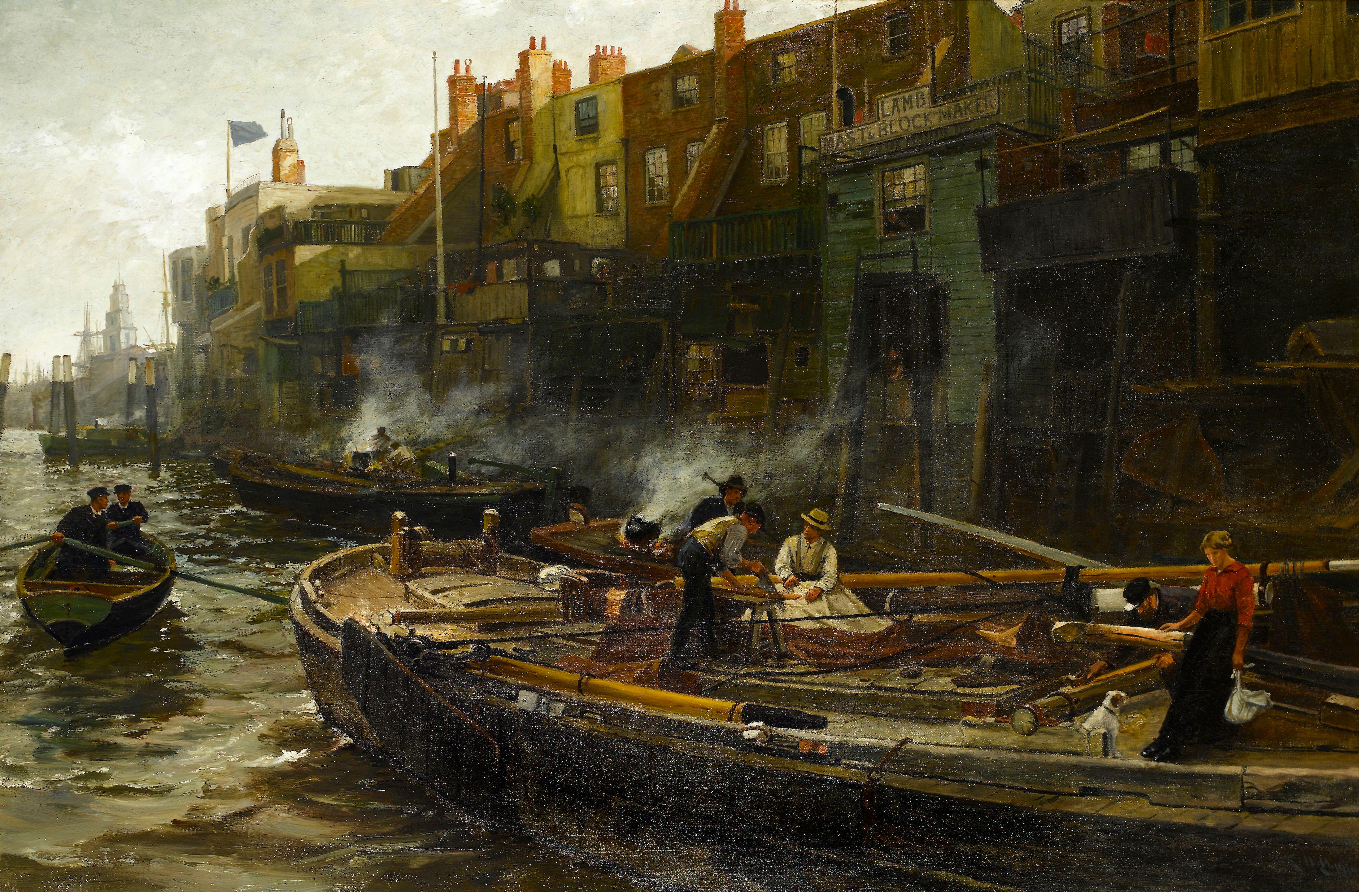 Charles Napier Hemy, RA RWS - The Riverside, Limehouse