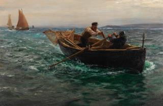 Charles Napier Hemy, RA RWS - The shrimper\'s return