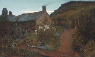 Charles Napier Hemy - Cottage gardens - Twilight