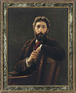 Charles Napier Kennedy - Portrait of the architect P. Norman, seated, half-length, in a brown coat