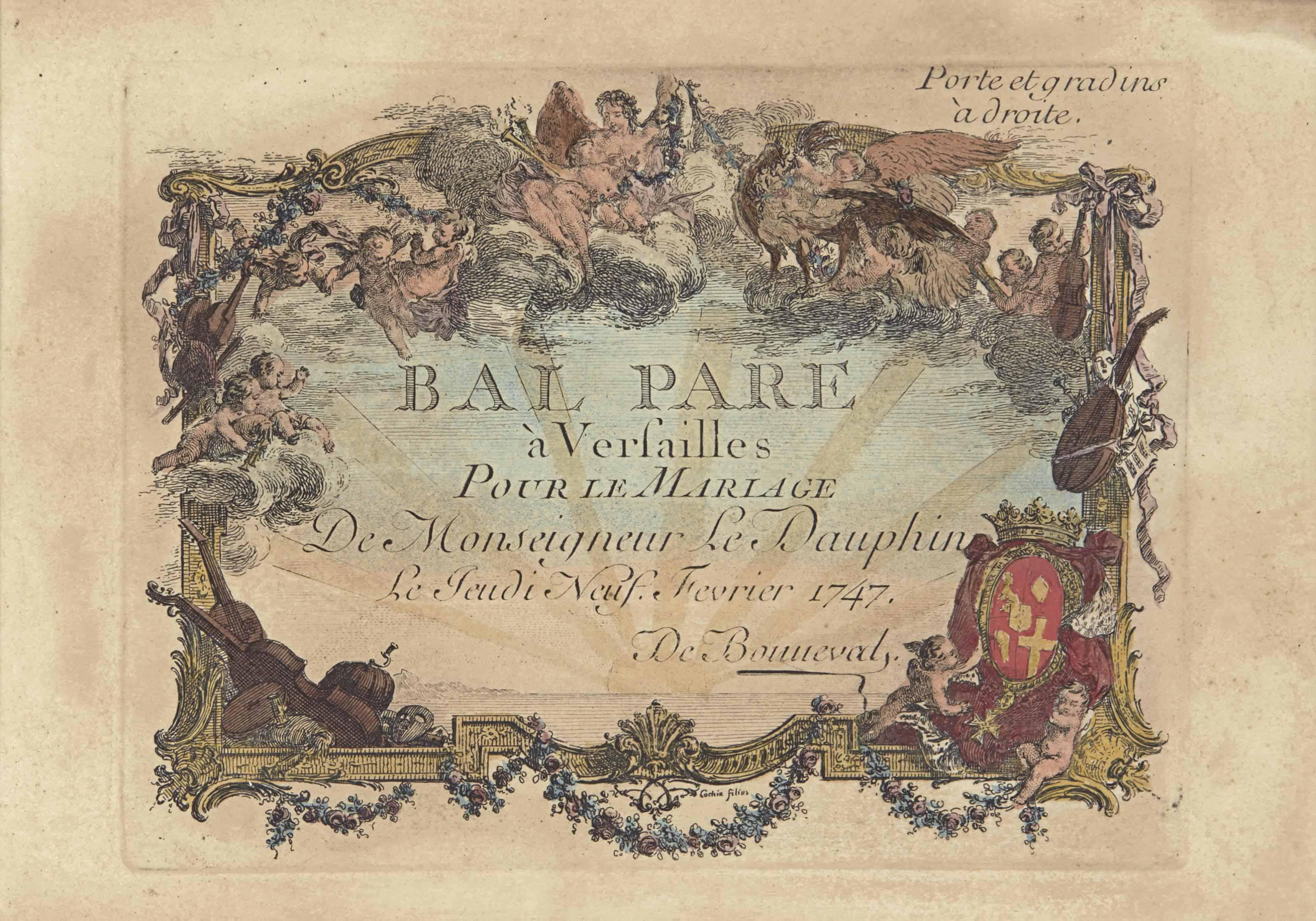 Charles-Nicolas Cochin Le Jeune - Bal Paré, Invitation Au Mariage De M. Le Dauphin Avec Marie-Thérèse De Bourbon Le 24 Février 1745 ; Bal Paré, Invitation Au Mariage De M. Le Dauphin Avec Joséphine De Saxe Le Jeudi 9 Février 1747